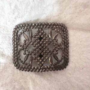 Antique French Steel Cut Shoe Buckle, Sash Buckle, Belt Buckle